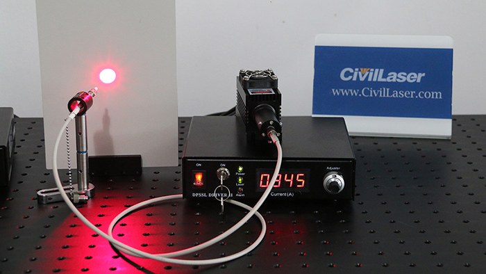 red laser coupled optic fiber